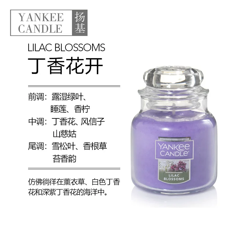 Ароматизированная свеча в банке Yankee Candle импортирована, декоративная спальня, ароматерапия в подарок, 104 г (13×9×11 см)