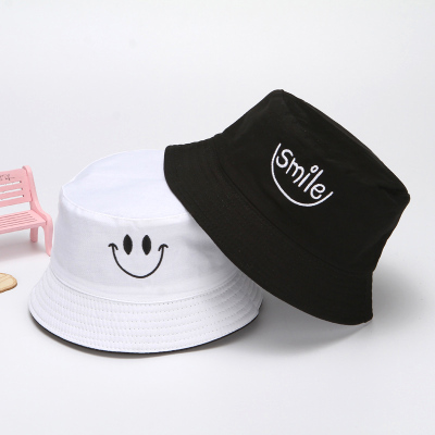 Smiling Face Black And Whitebaby Fisherman hat children spring and autumn solar system summer Thin Korean version Boy Basin hat girl Sunscreen Sun hat tide