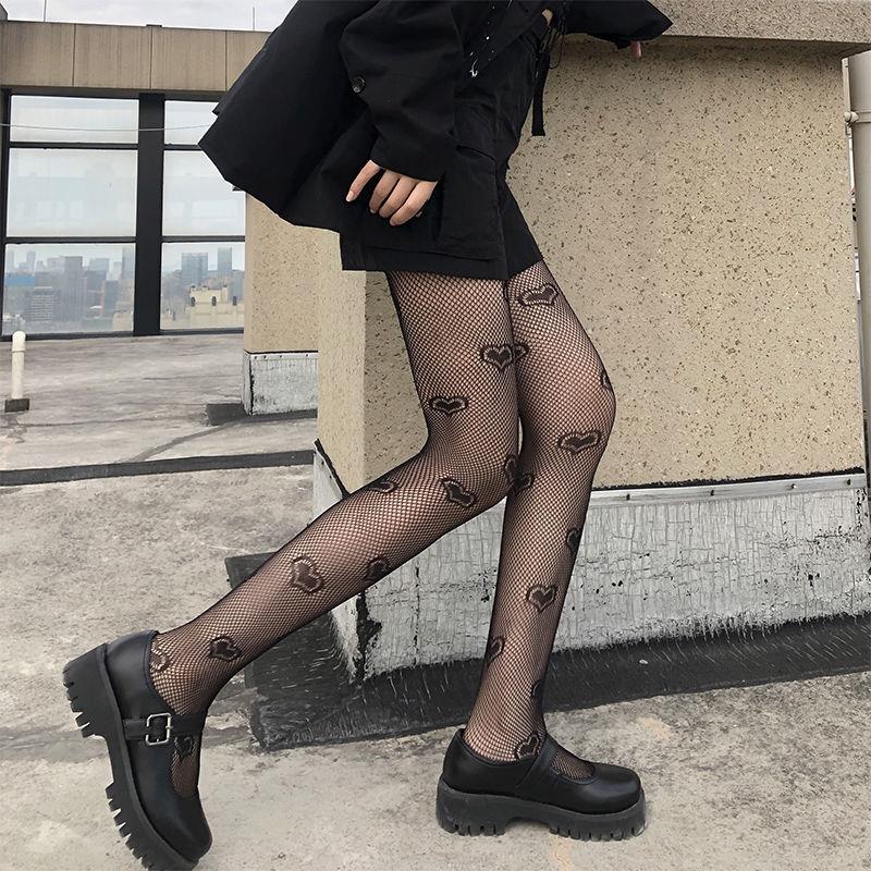 Love Net Socks - BlackInternet celebrity bow Black pantyhose female black Fishing net Socks Autumn and winter Pantyhose Thin ins winter solar system JK
