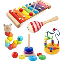 Музыкальная игрушка для младенца для мальчиков и девочек, деревянный конструктор, металлофон, 1-2 лет, 6 лет
