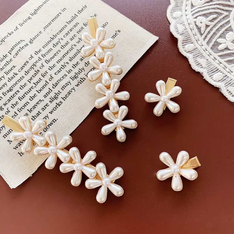 Cô gái Pháp Mini Pearl Flower Kẹp tóc Hàn Quốc Chic Gentle Retro Bangs Kẹp tóc - Phụ kiện tóc