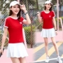 Mùa hè new lady thể thao phù hợp với cotton cổ tròn phổ biến áo thun ngắn tay thể thao váy dễ thương phụ nữ trẻ dễ thương - Trang phục thể thao quần thể dục nữ