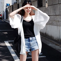 Летняя одежда для защиты от солнца, длинный пляжный кардиган, куртка, 2018, в корейском стиле, средней длины, пляжный стиль
