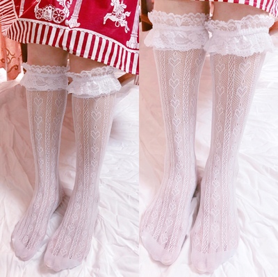 taobao agent Lace Japanese black socks, Lolita style, lace dress
