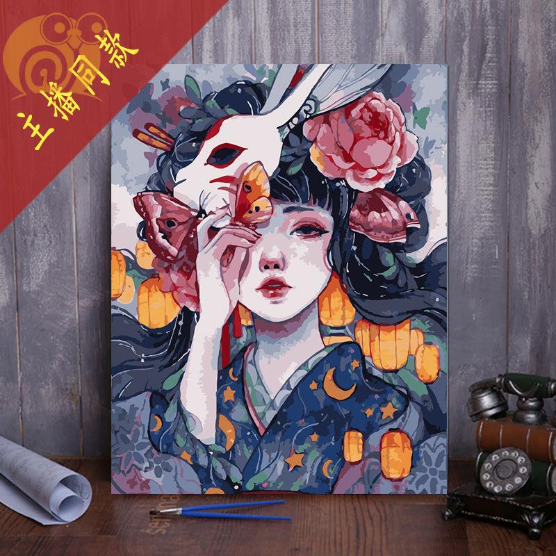 A017 Flower Banquet Girl 1Digital oil painting diy fill Oil painting customized comic scenery character Color painting manual  Decorative painting