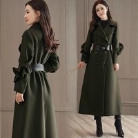 Chống giải phóng mặt bằng áo khoác nữ phần dài 2018 mới của Hàn Quốc phiên bản của mùa thu và mùa đông dày eo lỏng trên đầu gối áo len áo dạ cổ lông trẻ trung