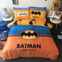Batman mẫu bông bốn mảnh Người dơi Marvel siêu anh hùng Bộ đồ giường cotton ba mảnh - Bộ đồ giường bốn mảnh chăn ga tencel