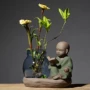 Sáng tạo nhà sư nhỏ bình thủy tinh gốm trang trí cây trồng nước máy tính để bàn màu xanh lá cây thủy canh container - Vase / Bồn hoa & Kệ chậu trồng lan hồ điệp