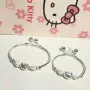 Sterling bạc vòng đeo tay nữ trẻ em hello kitty bạc vòng đeo tay dễ thương cartoon Hello Kitty bé vòng đeo tay cha mẹ và con vòng lv