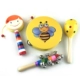 Miễn phí vận chuyển phim hoạt hình bằng gỗ hoa tambourine bộ gõ rattle maracas phách rattle bộ gõ trẻ sơ sinh và đồ chơi trẻ em