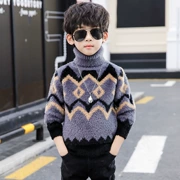 Mùa thu quần áo bé trai mùa đông nước áo len cashmere cổ cao cộng với áo len nhung đáy áo 4 đến 12 tuổi cao 1 - Khác
