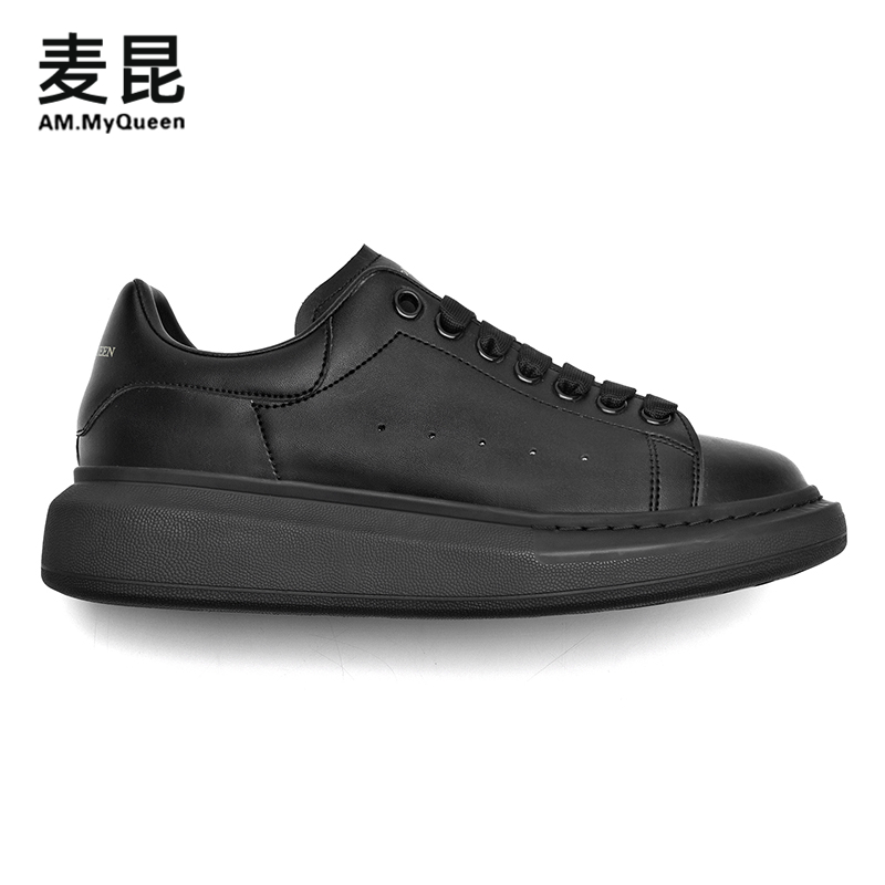 All BlackMcQueen Little white shoes female 2021 Spring genuine leather Women's Shoes summer new pattern Internal elevation Thick soled shoes Versatile shoes male summer