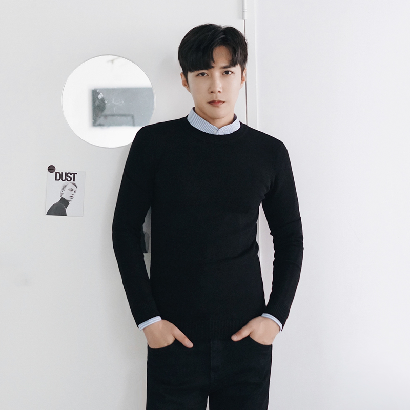 Black & Round NeckMRCYC man High collar sweater Korean version Self cultivation Condom Undershirt male tide Solid color Sweater