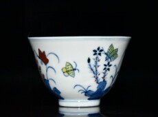 чашка 古董古玩明代成化斗彩三秋杯一套高4.6cm直径7cm