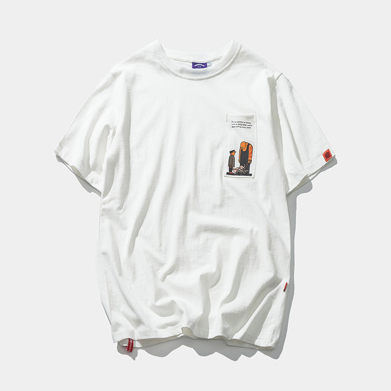 bf男友风 夏季美式潮男纯色短袖t恤圆领情侣tee打底衫休闲上衣男