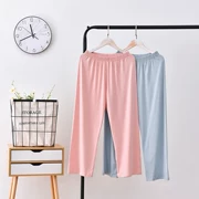 Quần pyjama mùa hè mỏng phần dài nữ chín điểm quần ngủ nữ cotton dệt kim cotton kích thước lớn lỏng lẻo phần mỏng nhà quần - Quần tây