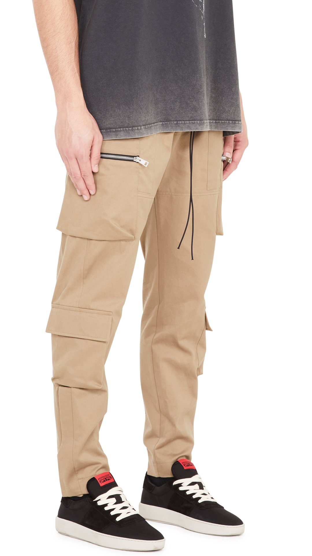 KhakiRHUDEFOGREPRESENTpants High street Multi bag zipper work clothes Side button Straight tube Casual pants
