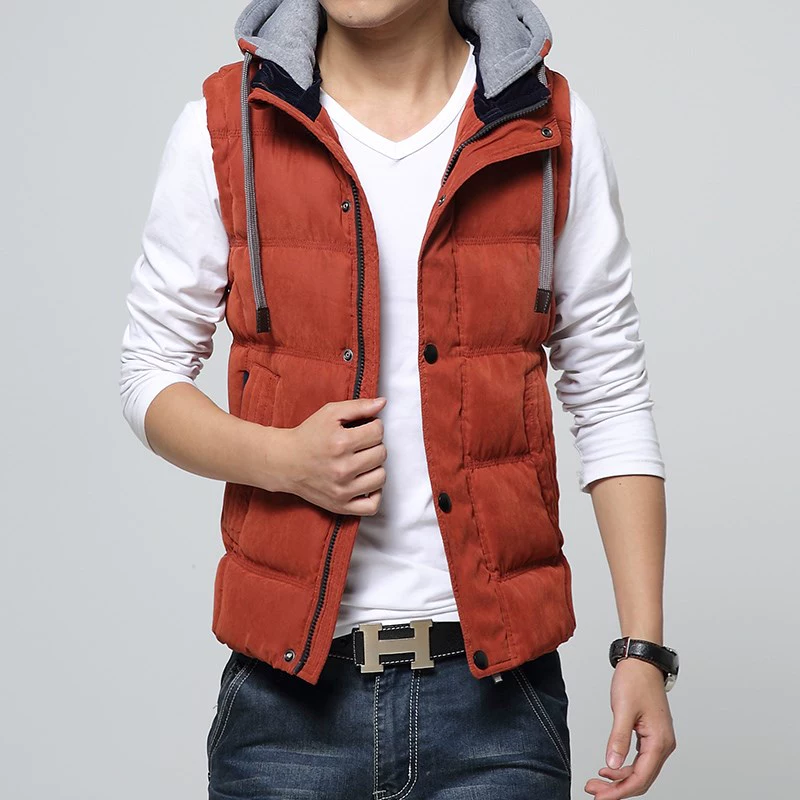Mùa thu và mùa đông vest nam Hàn Quốc không tay áo ghi lê xuống cotton vest nam áo khoác quần áo đẹp trai xu hướng vest - Áo vest cotton