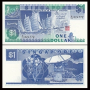 [Asia] New Singapore 1 đô la buồm phiên bản 1987 tiền giấy tiền nước ngoài
