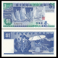 [Asia] New Singapore 1 đô la buồm phiên bản 1987 tiền giấy tiền nước ngoài tiền xu cổ trung quốc qua các thời kỳ