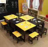 Bàn ghế văn phòng cho bé trai hình chữ nhật trẻ em bàn ghế trẻ em đơn giản bằng gỗ trường đôi nghệ thuật bàn vườn - Nội thất giảng dạy tại trường bàn học sinh bằng gỗ