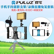 PULUZ máy ảnh bò béo khung máy ảnh cầm tay thiết lập video điện thoại di động với micrô + khung ánh sáng điền - Phụ kiện VideoCam