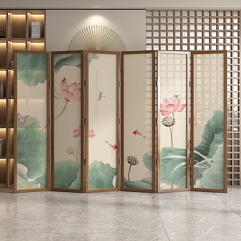 Tùy chỉnh 
            phong cách Trung Quốc mới màn hình gấp di động vách ngăn phòng khách gỗ nguyên khối nhà phòng ngủ che chắn văn phòng phòng trà Thiền sen vách ngăn gỗ công nghiệp 