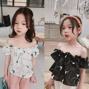 Mùa hè 2019 trẻ em Hàn Quốc áo sơ mi hoa bé gái khí chất từ ​​cổ áo búp bê thời trang quây top - Áo sơ mi