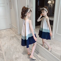 Детское модное платье, юбка на девочку, длинная юбка, популярно в интернете, сезон 2021, в корейском стиле, подходит для подростков, с открытой спиной, из хлопка и льна