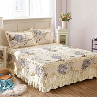 Giường bông váy giường bao gồm bông bông giường bìa xù quilt cover dày bông duy nhất mảnh bông không trượt 1.8m 2.0m ga giường viền họa tiết