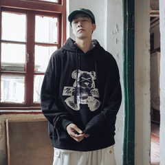 Bear violence bear tide brand men's Hoodie loose port style Japanese cartoon printing fashion ins versatile
