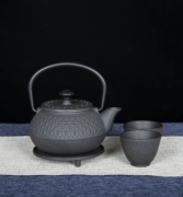 Wang Zenju nồi gang an toàn không tráng phủ hộ gia đình bộ ấm trà đặt ấm trà 0,3L điểm mưa đặt nồi - Trà sứ