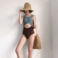 Màu sắc gợi cảm phù hợp với bộ bikini một mảnh ngực nhỏ bằng thép tấm tập hợp bảo thủ che bụng giảm béo mùa xuân tắm phù hợp với nữ - Bộ đồ bơi One Piece đồ bơi một mảnh