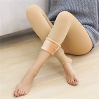 Mùa thu và mùa đông cộng với quần legging nhung màu mặc mỏng bước chân quần lửng nữ dày màu ấm quần skinny - Xà cạp quần tất học sinh