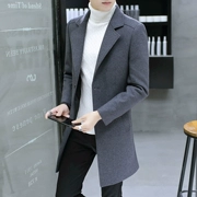 Áo gió nam mùa xuân 2018 New Slim Phiên bản Hàn Quốc của áo len lông cừu áo khoác nam dài phần mùa đông quần áo nam - Mùa xuân
