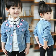 Phiên bản Hàn Quốc của các mẫu mùa xuân và mùa thu của cô gái áo khoác denim nữ Áo khoác trẻ em hoang dã cho trẻ em - Áo khoác