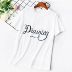 F8 thêu chữ ngắn tay vòng cổ T-Shirt nữ mùa hè mới Hàn Quốc phiên bản của hoang dã lỏng mỏng áo sơ mi giản dị thủy triều Áo phông