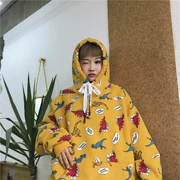 Mùa thu lỏng Hàn Quốc bf phim hoạt hình khủng long in ulzzang áo len trùm đầu nữ sinh viên áo thủy triều