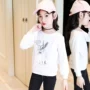 Áo sơ mi nữ mùa thu 2018 Mới cho trẻ em Mặc trẻ em Áo cotton Big Boy Áo thun dài tay Hàn Quốc shop trẻ em