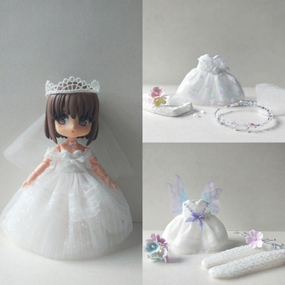 taobao agent OB11 Clay DDF Beauty Pig Molly Wedding YMY White Skirt Skirt Fairy Skirt Fairy Dress Dress