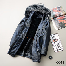 Меховая одежда 高端皮草！獭兔可脱卸内胆+超大狐狸毛领！冬季加厚保暖男士外套