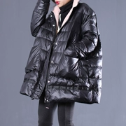 Matter Winter phiên bản mới của Hàn Quốc với kích thước lớn tương phản văn học màu sắc hem DrawString mặt sáng dày áo khoác phụ nữ - Xuống áo khoác