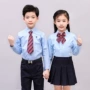 Trẻ em ăn mặc phù hợp với bé trai và bé gái Quần Tây Tạng áo xanh lớp dịch vụ mẫu giáo quần áo biểu diễn quần áo đồng phục học sinh váy biểu diễn cho trẻ em