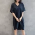 Váy mùa hè mới của Hàn Quốc đích thực 2020 Phiên bản Hàn Quốc của phụ nữ rộng kích thước lớn là áo dài mỏng bằng vải lanh - Váy eo cao Váy eo cao