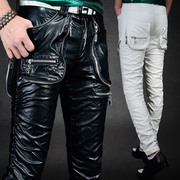 Thời trang cá tính quần da nam Slim Châu Âu và Mỹ đầu máy punk hộp đêm Hàn Quốc phiên bản của thủy triều thương hiệu Harley rửa PU quần da nam