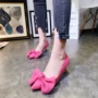 Trạm châu âu sản phẩm mới chỉ ba chiều bow stiletto gót cao gót giày mèo giày thấp giày đơn giày thuyền giày của phụ nữ giày juno nữ