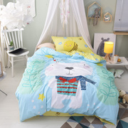 Hình ảnh lớn trẻ em phim hoạt hình giường ba mảnh bông tờ quilt cover cậu bé cậu bé mẫu giáo 1,2 m giường màu xanh lá cây