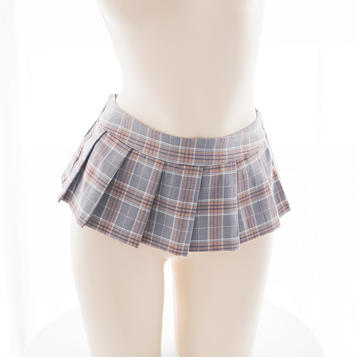 灰蓝格子17CM超MINI百褶格子超短小短裙性感可爱迷你短裙多种长度可选