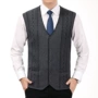 Mùa xuân nam cardigan len V-Cổ vest trung niên phù hợp với đan vest ấm len vest vest áo len nam trung niên
