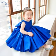Trẻ em mới ăn mặc công chúa váy kho báu hiệu suất màu xanh quần áo studio ảnh quần áo bé hoa cô gái sinh nhật sinh nhật